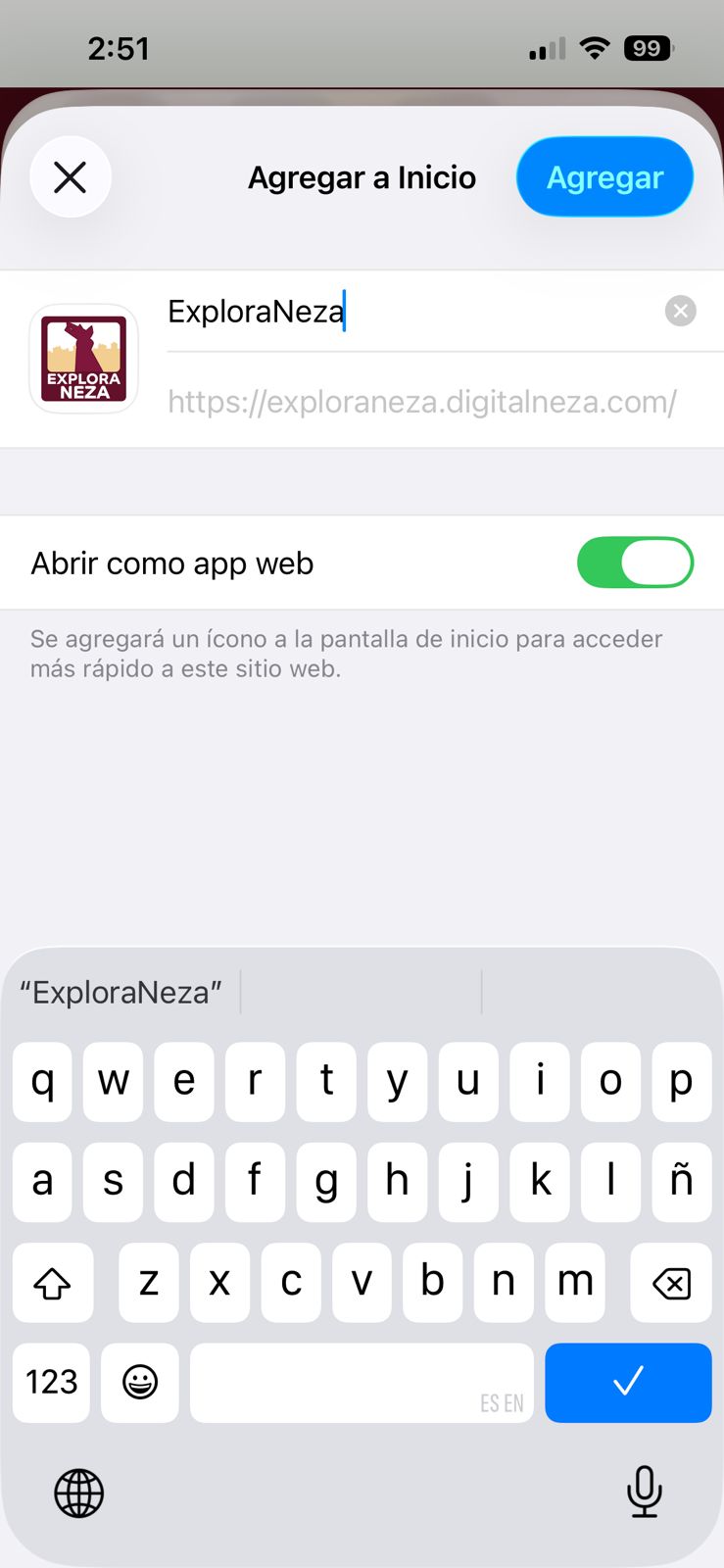 Paso 5 para instalar ExploraNeza en iPhone